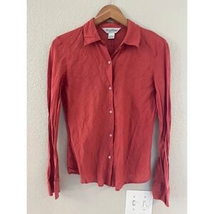Brooks Brothers Irish Linen Button Down Shirt Coral Red Long Sleeve Womens XS